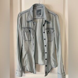 Women’s small denim Guess button up shirt